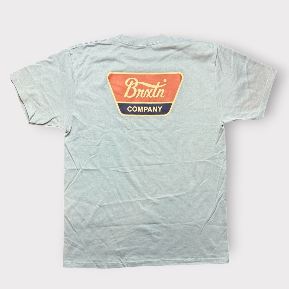 Brixton Company Graphic T-Shirt Mens Medium Blue Standard Fit Short Sleeve Tee